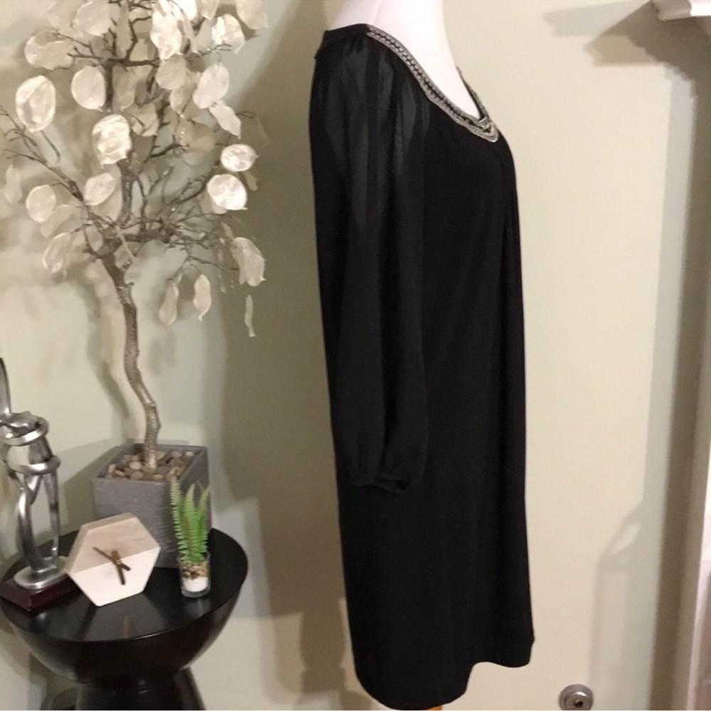 Elegant WHBM Bejeweled Collar Dress - Black - Picture 5 of 7